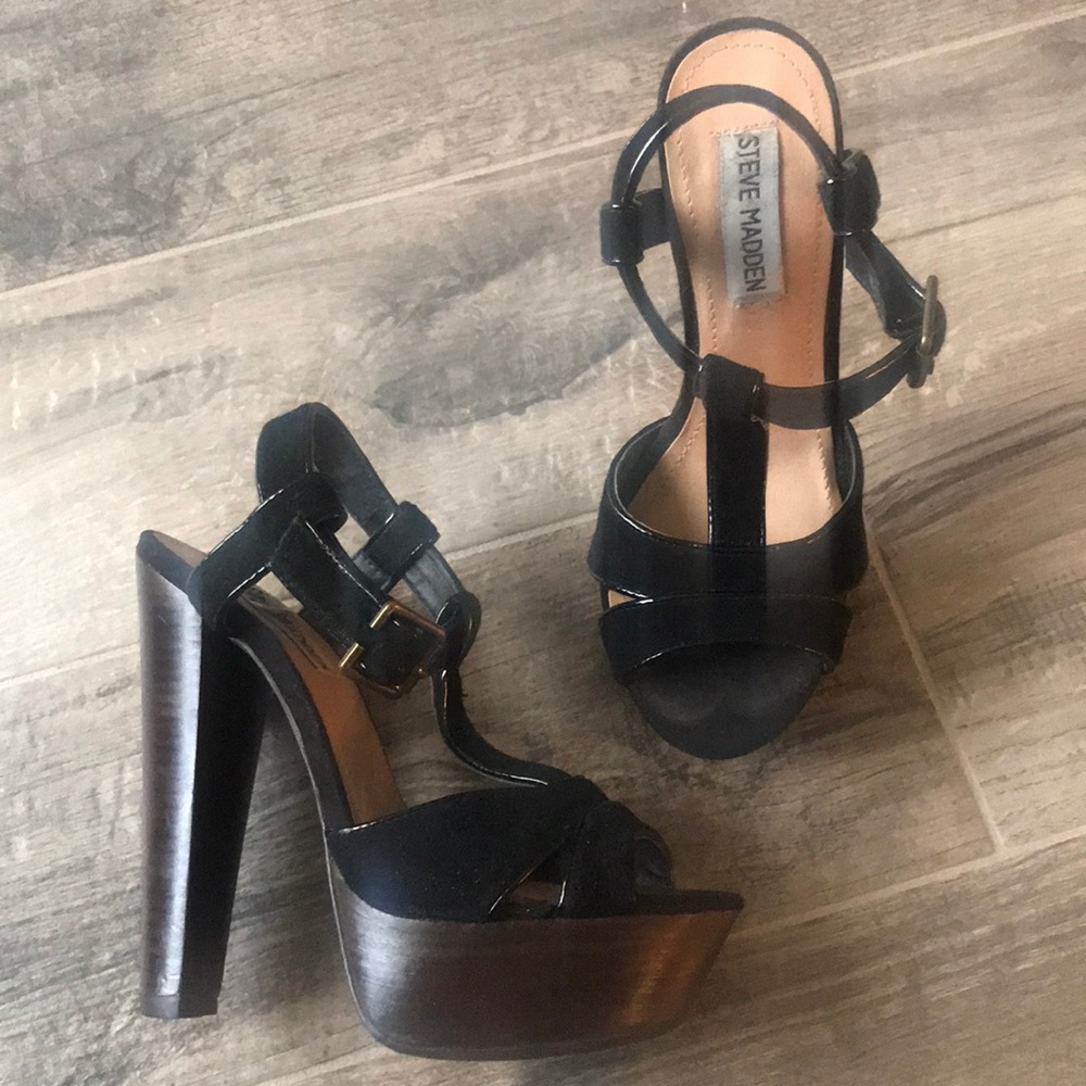 Steve Madden Black Platform High Heel Sandals
